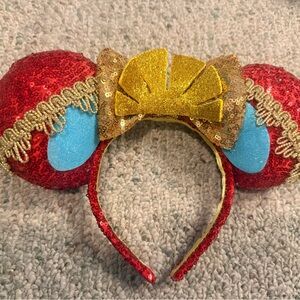 Red and Gold Sequin Headband with Bow